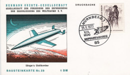 1970-Germania Berlino Cartoncino Hermann Oberth Gesellschaft Bausteinkarte N.59  - Storia Postale