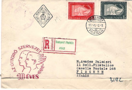 1956-Ungheria Hungary Magyar Lettera Raccomandata Illustrata Diretta In Italia A - Hojas Completas