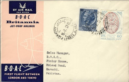 1957-catalogo Pellegrini N.740 Euro 120, BOAC I^volo Roma-Karachi Del 16 Luglio  - Airmail