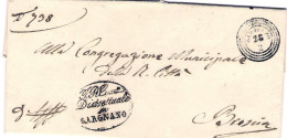 1858-piego Con Testo Annullo A Quattro Cerchi Di Gargnano (Brescia)+bollo Ovale  - Ohne Zuordnung