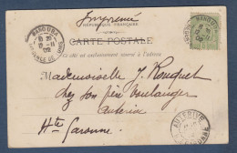 Carte Avec Cachet  MANOUBA  REGENCE DE TUNIS  1902 - Storia Postale