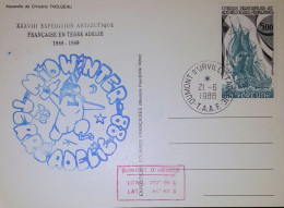 Carte Terre Adélie, Midwinter, EPF Missions PEV, Dumont D'Urville 21/6/88, - Briefe U. Dokumente