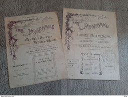 2 Programmes Courses Vélocipédiques 1901 1903 Vélo Club Saint Hilaire Saint Florent Vélodrome Saumur Pigeon Voyageur - Programs