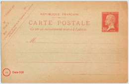 Entier FRANCE - Carte Date 318 Neuf - 30c Pasteur Rouge - Standaardpostkaarten En TSC (Voor 1995)