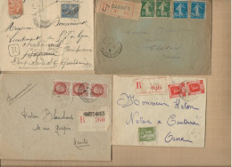 LOT 12 LETTRES RECOMMANDEES PERIODE 1901 A 1957 -OBLITERATIONS DIVERSES -TB - Oblitérations Mécaniques (Autres)