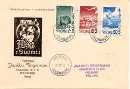 OISEAU / OISEAUX = FINLANDE / HELSINKI + HELSINGFORS 1951 = CACHET FDC / PREMIER JOUR N° 379 - 381 - Afstempelingen & Vlagstempels