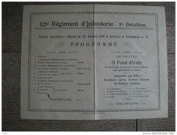 Programme 121 Régiment Infanterie 1 Bataillon 1919 Steinbach Militaire Orchestre - Programme