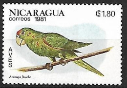 Nicaragua - Mint Hinged 1981 :   Finsch's Parakeet  -  Psittacara Finschi - Papagayos