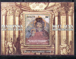 MALTA 1999 CROWNED OF OUR LADY MADONNA MELLIEHA CENTENARY BLOCK SHEET 6c MNH - Malta