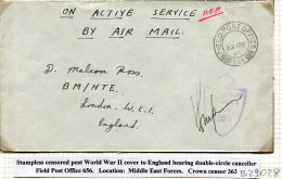 1946 MEF Censored FPO 656 OAS Cover - British Occ. MEF