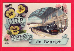 F-93-Le Bourget-11Ph120 Une Pensée Du Bourget, Train En Gare, Carte Glacée Colorisée - Le Bourget