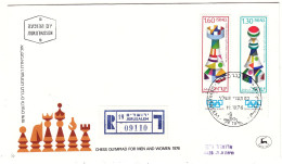 Israël - Lettre Recom De 1976 - Oblit Jerusalem -Championnat De Jeu D'échecs Pour Dames - - Briefe U. Dokumente