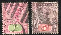 Tasmania 1892 5 S + 1 S Victoria Cancelled - Gebruikt