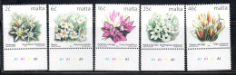 MALTA 1999 FLORA FLOWERS FIORI SET OF 5 VALUES SERIE  MNH - Malte