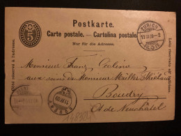 CP EP 5 OBL.10 XII 89 ZURICH + NEUCHATEL + BOUVRY - Postmark Collection