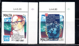 MALTA 1987 UN RESOLUTION FOR PEACEFUL USE OF TEH OCEAN ONU UNO RISOLUZIONE COMPLETE SET SERIE COMPLETA MNH - Malta