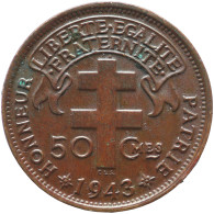 LaZooRo: French Equatorial Africa 50 Centimes 1943 SA UNC - French Equatorial Africa