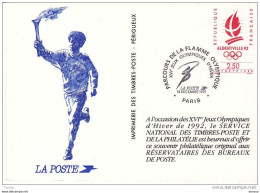 FRANCE 1992 JEUX OLYMPIQUES D'ALBERTVILLE, Souvenir Philatélique - Documentos Del Correo