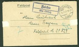 ZEICHA über OSCHATZ 1944 Sauberer LANDPOSTSTEMPEL Blau Auf FELDPOST Bedarfsbrief > FP-# 21829 - Feldpost 2. Weltkrieg