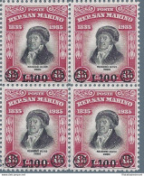 1948 SAN MARINO, N° 341 Delfico Sovrastampato  MNH/**  QUARTINA - Altri & Non Classificati