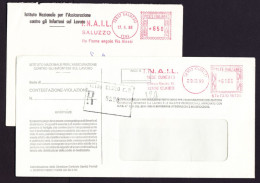 I-26- INAIL, Saluzzo, INAIL, Sede Di Cuneo, 2 Buste, Affranc.mecc.,ema,meter,freistempel - Máquinas Franqueo (EMA)