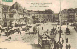 06 - Nice - Casino Municipal - Place Masséna - Animée - Tramway - CPA - Oblitération Ronde De 1923 - Voir Scans Recto-Ve - Straßenverkehr - Auto, Bus, Tram