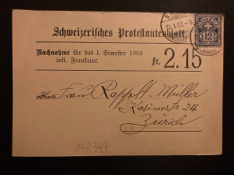 CP SCHWEIZERISCHES PROTESTANTENBLATT TP 12 OBL.21 I 03 BASEL + ZURICH 13 - Postmark Collection