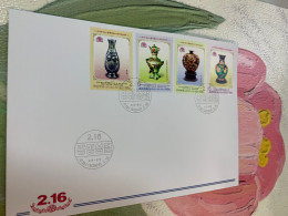 Korea Stamp 2024 Birthday Vase Dragon FDC Perf MNH Gifts From Foreigners - Corea Del Norte