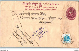 Nepal Postal Stationery Flowers 50p - Nepal