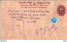 Nepal Postal Stationery Flowers 50p - Nepal