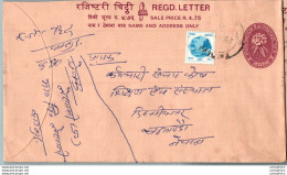 Nepal Postal Stationery Flowers 50p - Nepal