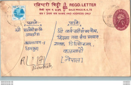 Nepal Postal Stationery Flowers 50p - Nepal