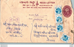 Nepal Postal Stationery Flowers 50p - Nepal