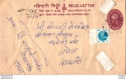 Nepal Postal Stationery Flowers 50p - Nepal