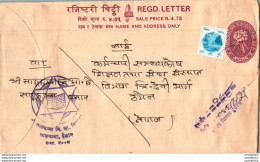 Nepal Postal Stationery Flowers 50p - Népal