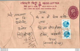 Nepal Postal Stationery Flowers 50p - Nepal