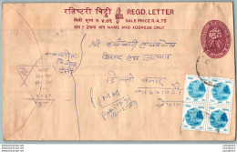 Nepal Postal Stationery Flowers 50p - Nepal