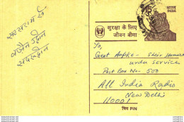India Postal Stationery Tiger 15 To New Delhi - Cartes Postales