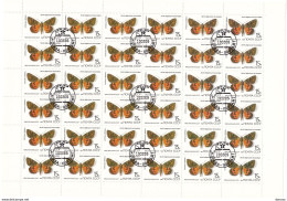 URSS 1986 PAPILLONS Planche De 36 Yvert 5288 Oblitéré, Used; Cote Yv 10.80 Euros - Feuilles Complètes