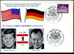 Sonderkarte - Historischer Sonderstempel Mit USA-Wappen - John F. Kennedy & Willy Brandt - Lettres & Documents