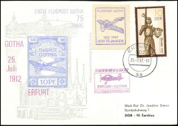 Postkarte  - Erste Flugpost Gotha 75 Jahre - Briefe U. Dokumente