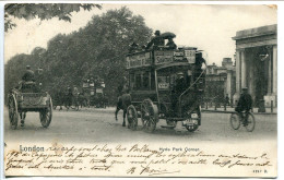 ANGLETERRE Pionnière Voyagé 1903 * LONDON Hyde Park Corner * The Bus (diligence) Attelage Cheval - Hyde Park