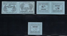 LOT De VIGNETTES TRANSPORTS PRIVÉS BAS-RHIN PARIS VAL DE LOIRE Avec TETE BECHE ILLUSTRATION RAISIN VIGNE IMPRIMÉ - Stamps