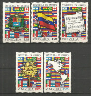 VENEZUELA YVERT NUM. 841/845 * SERIE COMPLETA CON FIJASELLOS - Venezuela