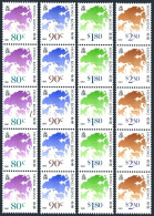 Hong Kong 611-614 Strips/5, MNH. Mi 641-644. Coil Stamps 1991. Map Of Hong Kong. - Nuovi