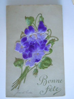 Art Nouveau Jugendstil Bonne Fête Pensées Ajouti En Tissu Violetten In Stof Circulée 1907 (702) - Flowers