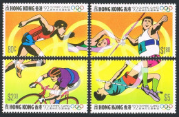 Hong Kong 624-626, 628, MNH. Mi 645-648, Bl.21. Olympics Barcelona-1992. Running - Unused Stamps