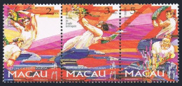 Macao 874-876a Strip,877, MNH. Mi 913-915, Bl.45. Drunken Dragon Festival, 1997. - Nuovi