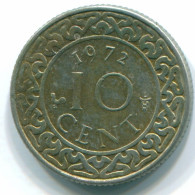 10 CENTS 1972 SURINAME NEERLANDÉS NETHERLANDS Nickel Colonial Moneda #S13280.E.A - Surinam 1975 - ...