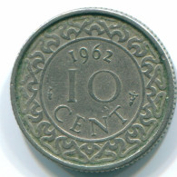 10 CENTS 1962 SURINAM NIEDERLANDE Nickel Koloniale Münze #S13191.D.A - Suriname 1975 - ...